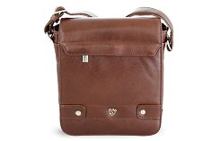 Malý hnědý pánský kožený crossbag s klopnou 215-1701-40