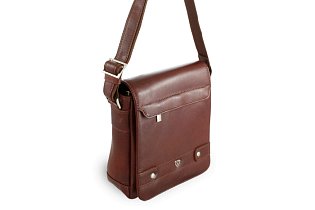 Malý hnědý pánský kožený crossbag s klopnou 215-1701-40
