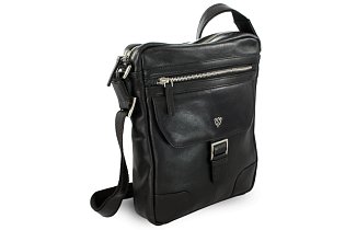 Černý pánský kožený zipový crossbag 215-1792-60