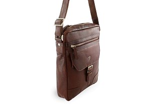 Hnědý pánský kožený zipový crossbag 215-1792-40