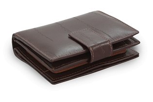 Tmavě hnědá dámská kožená peněženka se zápinkou 511-5936-40