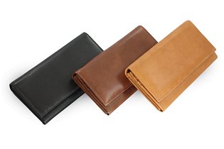 Světle hnědá dámská psaníčková kožená peněženka s klopnou 511-7233-05
