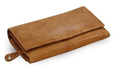 Světle hnědá dámská psaníčková kožená peněženka s klopnou 511-7120-05