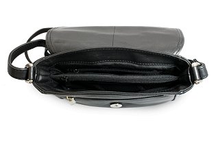 Černá kožená klopnová kabelka 213-3011-60