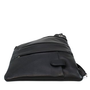 Černý kožený pánský zipový crossbag 216-1574-60