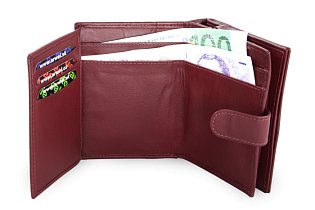 Burgundy dámská kožená peněženka se zápinkou 511-9769-34