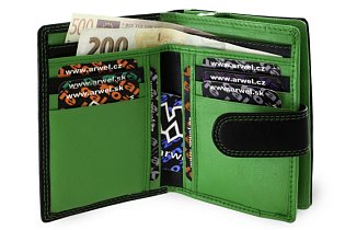 Černozelená dámská kožená peněženka se zápinkou 511-8313-60/51