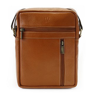 Světle hnědý pánský kožený zipový crossbag 215-1218-05