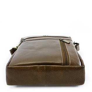 Tmavě hnědý pánský kožený zipový crossbag 215-1218-47