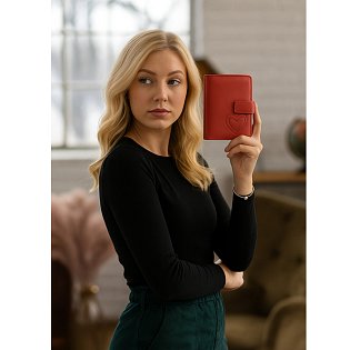 Červená kožená dámská peněženka se zápinkou 511-1348-31