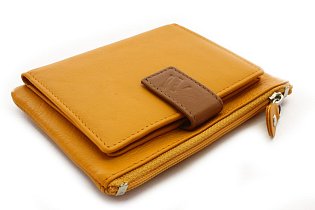 Žlutá malá dámská kožená peněženka se zápinkou 511-8205-86/40