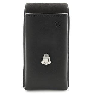 Černé pánské kožené pouzdro na mobil 611-3401A-60