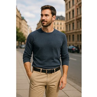 Černý kožený hladký pánský opasek 913-5000-0-60-9012-40