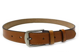 Světle hnědý kožený pánský prošívaný opasek 913-5007-1-05/05-9012-40