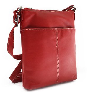 Červená kožená zipová kabelka 212-3013-31