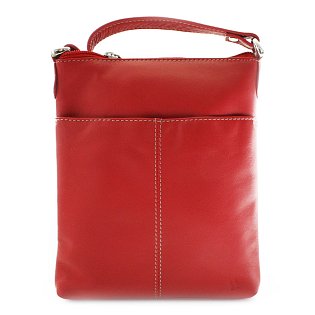 Červená kožená zipová kabelka 212-3013-31