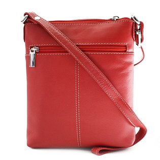 Červená kožená zipová kabelka 212-3013-31