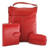 Červená sada dámské kabelky, peněženky a klíčenky 412-3013-9769-2418-31