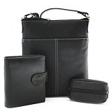 Černá sada dámské kabelky, peněženky a klíčenky 412-3013-9769-2418-60