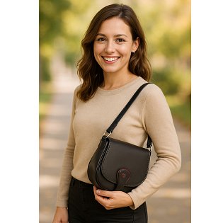 Černá kožená klopnová kabelka 213-5711-60/31