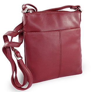 Burgundy kožená zipová kabelka 212-3013-34