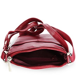 Burgundy kožená zipová kabelka 212-3013-34