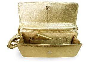 Zlaté kožené psaníčko s popruhem 214-4071-02