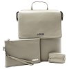 Šedobéžová sada dámského batohu, etue a klíčenky 412-1660-0025-2418-24