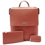 Tmavě růžová sada dámského batohu, etue a klíčenky 412-1660-0023-2418-35