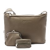 Šedohnědá sada dámské kabelky, peněženky a klíčenky 412-4003-1745-2418-26
