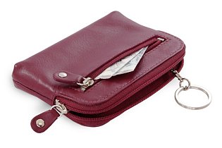 Vínově červená sada dámského batohu, peněženky a klíčenky 412-8955-4722-8104-34