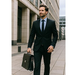 Černá kožená aktovka s přihrádkou pro notebook 112-5056-60