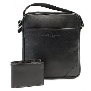 Sada černého pánského crossbagu a peněženky 412-1713-9160-60