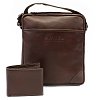 Sada hnědého pánského crossbagu a peněženky 412-1713-9160-40