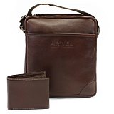 Sada hnědého pánského crossbagu a peněženky 412-1713-9160-40