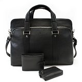 Sada černé tašky na notebook, peněženky a klíčenky 412-2187-4404-8104-60