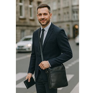 Sada černého pánského crossbagu a peněženky 412-1713-9160-60