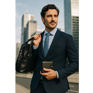 Sada černé tašky na notebook, peněženky a klíčenky 412-2187-4404-8104-60