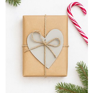 Světle šedá vánoční ozdoba srdce 619-1212-20