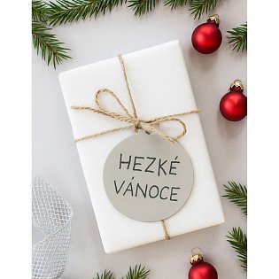 Světle šedá vánoční ozdoba baňka 619-1211-20