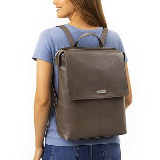 Šedohnědý městský kožený batoh 311-1660-26