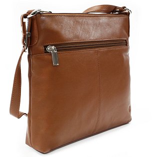 Hnědá kožená zipová kabelka 212-3014-40