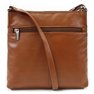 Hnědá kožená zipová kabelka 212-3014-40