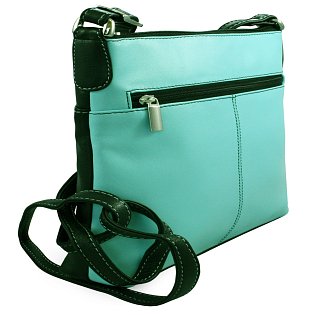 Černo-světle modrá kožená zipová kabelka 212-3014-60/91