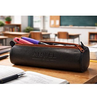 Černohnědý kožený jednokomorový penál 611-5020-60/40