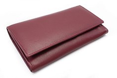 Bordově červená dámská klopová kožená peněženka 511-2018-32