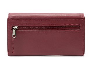 Bordově červená dámská klopová kožená peněženka 511-2018-32