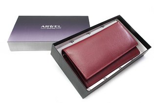 Bordově červená dámská klopová kožená peněženka 511-2018-32