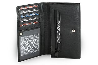 Černá dámská psaníčková kožená peněženka s klopnou 511-2018-60