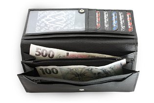 Černá dámská psaníčková kožená peněženka s klopnou 511-2018-60